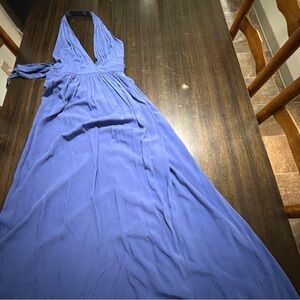 Lulu's Blue Backless wrap Maxi Dress medium